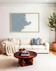 North Shore Massachusetts matte map art in livingroom setting