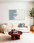 Outer Banks canvas map art in livingroom setting