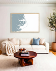 Outer Banks matte map art in livingroom setting