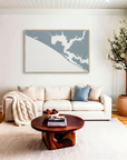 Panama City Beach canvas map art in livingroom setting