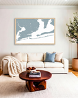 Pensacola matte map art in livingroom setting