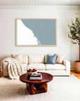 Sonoma Coast matte map art in livingroom setting