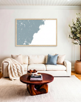 Southern Maine Coast matte map art in livingroom setting