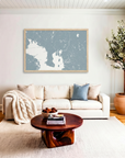 Tampa matte map art in livingroom setting