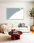 Topsail Island matte map art in livingroom setting