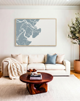 Tybee Island canvas map art in livingroom setting