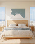 Long Beach soft blue horizontal wrapped canvas map in the ratio 3:2 hand mockup