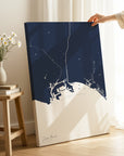 Long Beach navy vertical wrapped canvas map in the ratio 2:3 hand mockup