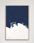 Long Beach Coastal Map — Canvas Vertical, navy, Natural Oak