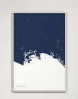 Long Beach Coastal Map — Canvas Vertical, navy, White Frame