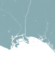 Long Beach Coastal Map — Fine Art Print Vertical, soft-blue, No Frame, 8x10