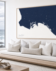 Long Beach canvas map — sea-view bench interior