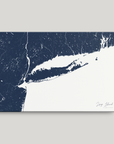 Long Island Coastal Map — Canvas Horizontal, navy, No Frame