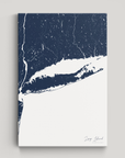 Long Island Coastal Map — Canvas Vertical, navy, No Frame