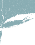 Long Island Coastal Map — Fine Art Print Vertical, soft-blue, No Frame, 8x10