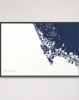 Marco Island Coastal Map — Canvas Horizontal, navy, Black Frame