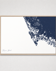 Marco Island Coastal Map — Canvas Horizontal — navy, Light Wood