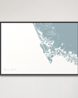 Marco Island Coastal Map — Canvas Horizontal, soft-blue, Black Frame