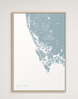 Marco Island Coastal Map — Canvas Vertical — soft-blue, Light Wood