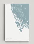 Marco Island Coastal Map — Canvas Vertical, soft-blue, No Frame
