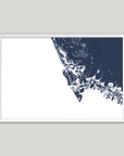 Marco Island Coastal Map — Fine Art Print Horizontal, navy, White Frame, 10x8
