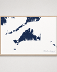 Martha's Vineyard Coastal Map — Canvas Horizontal — navy, Light Wood