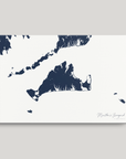 Martha's Vineyard Coastal Map — Canvas Horizontal, navy, No Frame