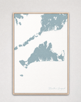 Martha's Vineyard Coastal Map — Canvas Vertical — soft-blue, Light Wood