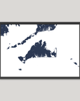 Martha's Vineyard Coastal Map — Fine Art Print Horizontal, navy, Black Frame, 10x8