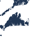Martha's Vineyard Coastal Map — Fine Art Print Horizontal, navy, No Frame, 10x8