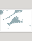 Martha's Vineyard Coastal Map — Fine Art Print Horizontal, soft-blue, White Frame, 10x8