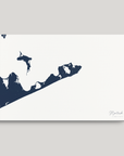 Montauk Coastal Map — Canvas Horizontal, navy, No Frame