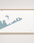 Montauk Coastal Map — Canvas Horizontal — soft-blue, Light Wood