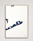 Montauk Coastal Map — Canvas Vertical, navy, Natural Oak