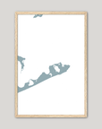 Montauk Coastal Map — Fine Art Print Vertical, soft-blue, Oak, 8x10