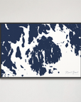 Mount Desert Coastal Map — Canvas Horizontal, navy, Black Frame