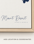 Mount Desert canvas map — location and coordinates customization
