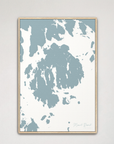 Mount Desert Coastal Map — Canvas Vertical, soft-blue, Natural Oak