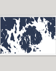 Mount Desert Coastal Map — Fine Art Print Horizontal, navy, White Frame, 10x8
