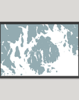 Mount Desert Coastal Map — Fine Art Print Horizontal, soft-blue, Black Frame, 10x8