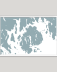 Mount Desert Coastal Map — Fine Art Print Horizontal, soft-blue, White Frame, 10x8