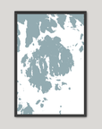 Mount Desert Coastal Map — Fine Art Print Vertical, soft-blue, Black Frame, 8x10