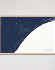 Myrtle Beach Coastal Map — Canvas Horizontal — navy, Light Wood