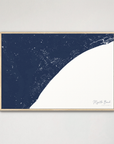 Myrtle Beach Coastal Map — Canvas Horizontal, navy, Natural Oak