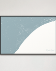 Myrtle Beach Coastal Map — Canvas Horizontal, soft-blue, Black Frame