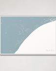 Myrtle Beach Coastal Map — Canvas Horizontal, soft-blue, White Frame