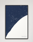 Myrtle Beach Coastal Map — Canvas Vertical, navy, Black Frame