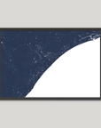 Myrtle Beach Coastal Map — Fine Art Print Horizontal, navy, Black Frame, 10x8