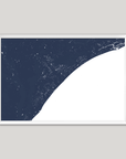 Myrtle Beach Coastal Map — Fine Art Print Horizontal, navy, White Frame, 10x8
