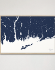 Mystic Coastal Map — Canvas Horizontal, navy, Natural Oak